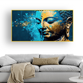 Tranquil Blue Buddha Canvas Wall Art | Size 2x4 Feet
