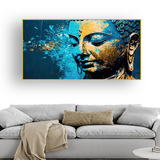 Tranquil Blue Buddha Canvas Wall Art | Size 2x4 Feet