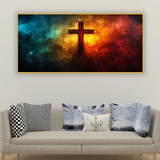Jesus Cross Emerging Through Clouds – Divine Hope & Light Christian Wall Art