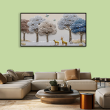 Beautiful couple of deers canvas painting for living room,bedroom, office, hotel et. big size 48x24 inch ready to hang