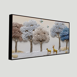 Beautiful couple of deers canvas painting for living room,bedroom, office, hotel et. big size 48x24 inch ready to hang