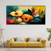Color Burst Flower Abstract Painting | Vibrant Floral Wall Decor