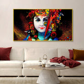 Krishna with Peacock Spiritual Canvas Wall Painting