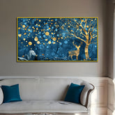 Radiant Wilderness Floral Deer Canvas Wall Painting