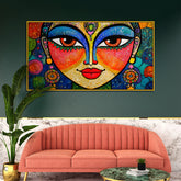 Madhubani Style Mosaic Art Floating Framed Abstract Canvas Wall Painting