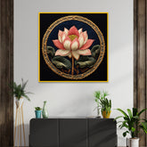 Pink Lotus Flower Canvas Painting Vastu Shastra With Frame