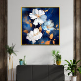 Vintage White and Gold Flower Digital Printed Canvas Wall Painting