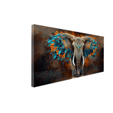 Elephant Tusks with White Feathers Wall Art| Size 2x4 Feet