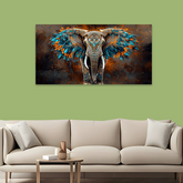 Elephant Tusks with White Feathers Wall Art| Size 2x4 Feet