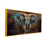 Elephant Tusks with White Feathers Wall Art| Size 2x4 Feet