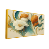 Blooming Flowers Canvas Wall Art for Home & Office Décor | Nature-Inspired Painting in 4x2 Feet for a Fresh Look