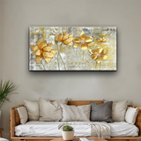 Beautiful Golden Floral canvas painting for living room,bedroom, office, hotel etc. Ready to hang