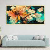 Golden Bloom Abstract Flower Art | Luxury Floral Canvas Print