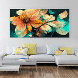 Golden Bloom Abstract Flower Art | Luxury Floral Canvas Print