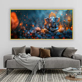 Meditating Ganesha Canvas Art | Peaceful Divine Wall Painting