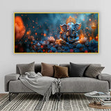 Meditating Ganesha Canvas Art | Peaceful Divine Wall Painting