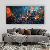 Meditating Ganesha Canvas Art | Peaceful Divine Wall Painting