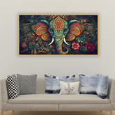 Beautiful-elephant-colorful Canvas Wall Art – Painting Size:H x W, 2x4 Feet