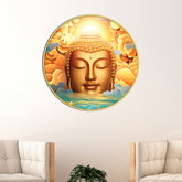 Golden Gautam Buddha Premium Round Wall Painting