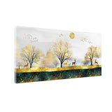 Forest Path with Deer | Scenic Nature Canvas Painting
