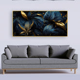 Golden Tropical Leaves – Premium Canvas Wall Painting for Modern Interiors |Size W 4x H 2 feet