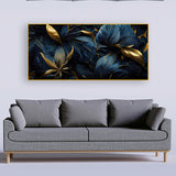 Golden Tropical Leaves – Premium Canvas Wall Painting for Modern Interiors |Size W 4x H 2 feet