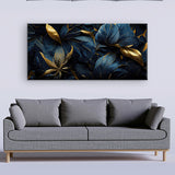 Golden Tropical Leaves – Premium Canvas Wall Painting for Modern Interiors |Size W 4x H 2 feet