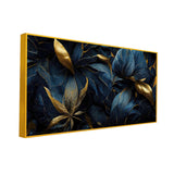 Golden Tropical Leaves – Premium Canvas Wall Painting for Modern Interiors |Size W 4x H 2 feet