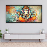 Golden Aura Ganesha Wall Art | Sacred Canvas for Home & Office