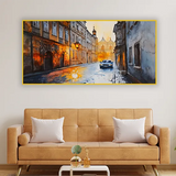Illustrated City Street View – Urban Landscape Wall Art | Size 2x4 Feet