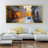 Illustrated City Street View – Urban Landscape Wall Art | Size 2x4 Feet