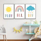 Play All Day Printable Poster Wall Frame Set Of 3