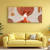 Elegant Lady in Orange Hat – Premium Modern Art Canvas Wall Painting |Size W 4x H 2 feet