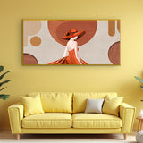 Elegant Lady in Orange Hat – Premium Modern Art Canvas Wall Painting |Size W 4x H 2 feet