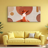 Elegant Lady in Orange Hat – Premium Modern Art Canvas Wall Painting |Size W 4x H 2 feet