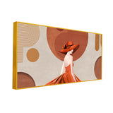 Elegant Lady in Orange Hat – Premium Modern Art Canvas Wall Painting |Size W 4x H 2 feet