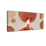 Elegant Lady in Orange Hat – Premium Modern Art Canvas Wall Painting |Size W 4x H 2 feet
