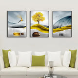 Landscapes Sanlian Adornment Premium Floating Frame Wall Painting Set of 3