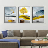 Landscapes Sanlian Adornment Premium Floating Frame Wall Painting Set of 3