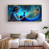 Krishna with Peacock Canvas Painting – Spiritual Wall Art for Living Room, Bedroom, Office & Hotel Décor