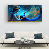 Krishna with Peacock Canvas Painting – Spiritual Wall Art for Living Room, Bedroom, Office & Hotel Décor