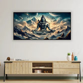 Lord Shiva Dhyan Canvas Wall Art – Divine Mahadev Painting Size:H x W, 2x4 Feet