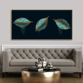 Luxurious Abstract Green Leaves - Premium Modern Wall Art |Size W 4 x H 2 feet