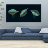 Luxurious Abstract Green Leaves - Premium Modern Wall Art |Size W 4 x H 2 feet