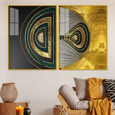 Luxurious Circular Pattern Acrylic Floating Wall Painting Set of 2