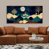 Luxurious Modern Art of Mountains and Deer |Size W 4 x H 2 feet