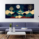 Luxurious Modern Art of Mountains and Deer |Size W 4 x H 2 feet