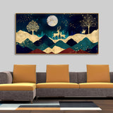 Luxurious Modern Art of Mountains and Deer |Size W 4 x H 2 feet