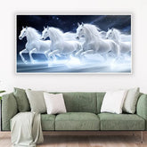 White Running Horses Vastu canvas Painting for home, office decor