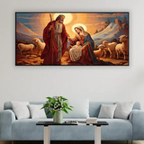 Modern Holy Family Artwork – Mary & Joseph Holding Baby Jesus